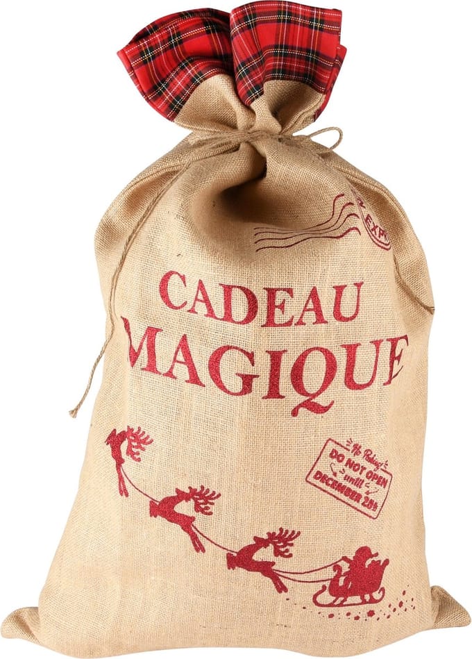 Dekoratief | Jutezak 'Cadeau Magique', naturel/rood, 50x80cm | A238092