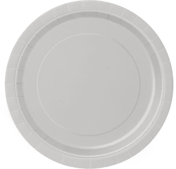UNIQUE - 16 zilveren kartonnen borden 23 cm rond feestelijk