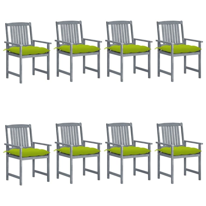 vidaXL - Tuinstoelen - 8 - st - met - kussens - massief - acaciahout - grijs