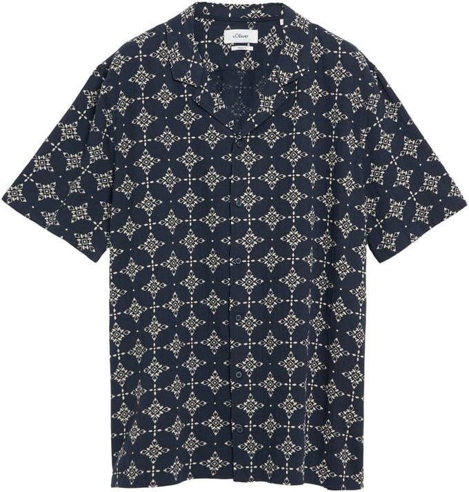 s.Oliver - male - Resort fit: gestructureerd katoenen overhemd met all-over print