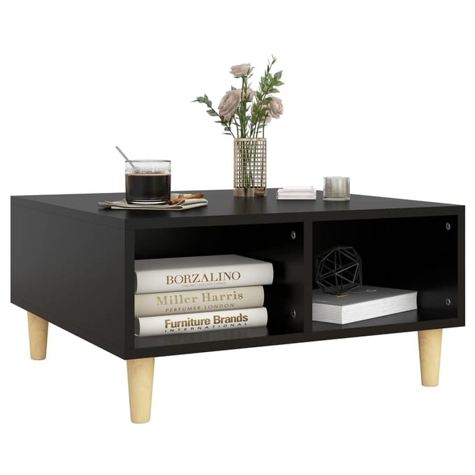 vidaXL - Salontafel - 60x60x30 - cm - bewerkt - hout - zwart