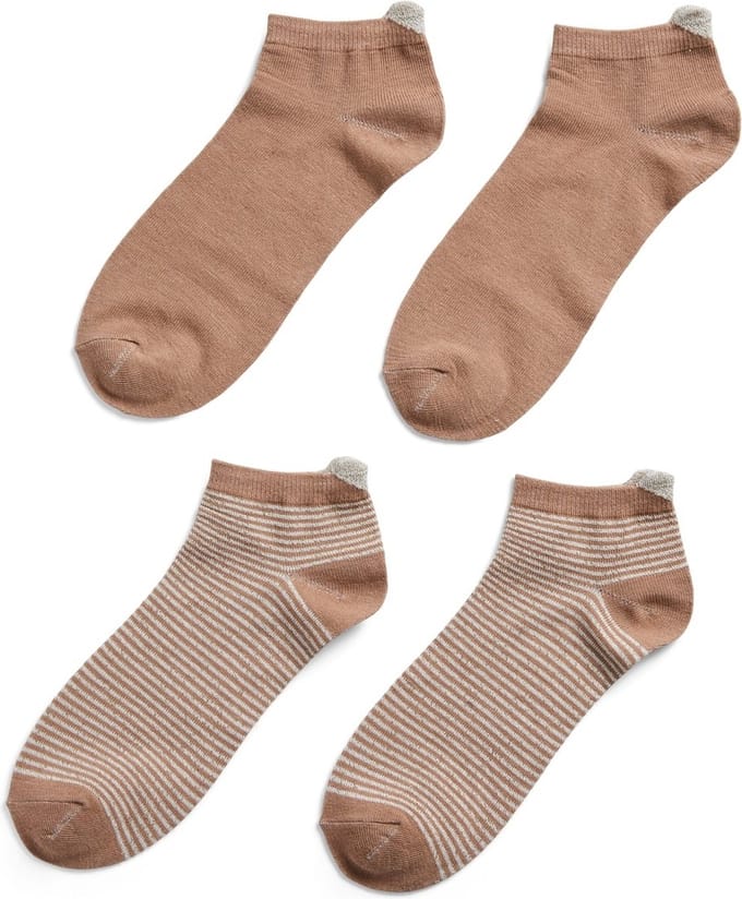Pieces Sneaker sokken 2-pak - Glitter/Streep - DSS17140773 - Beige