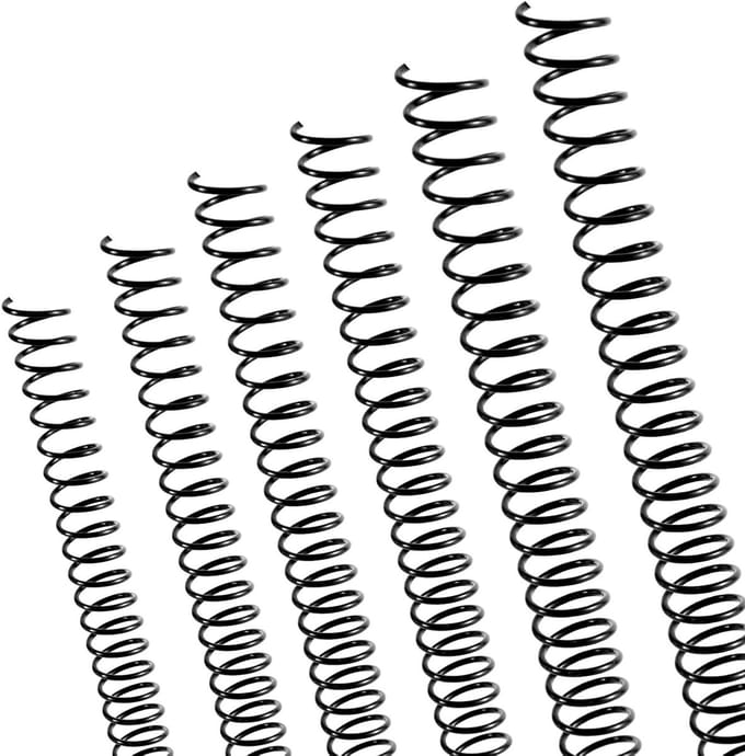 120 Stuks Plastic Spiral Binding Coils, 4:1 Pitch Spiraalbinders, Bindmateriaal voor Coil Binding Machine, Zwart, Diverse Maten