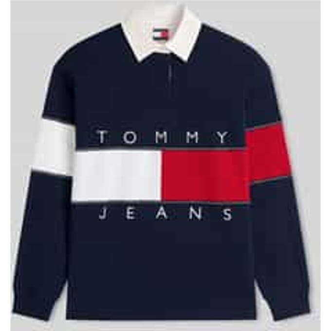 Oversize rugbyshirt van puur katoen met logoprint