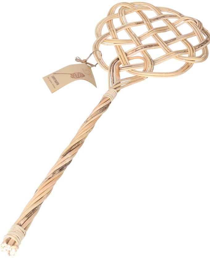 Mattenklopper - 71 cm - gevlochten - rotan - vloerkleedklopper