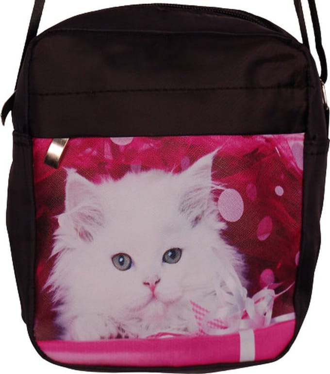 schoudertasje witte poes - 19x19x4cm