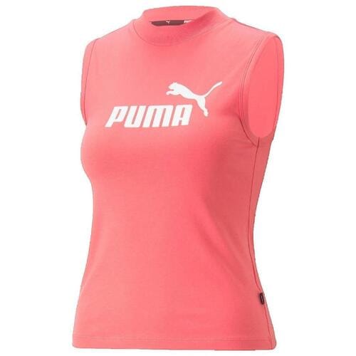 Puma Ess Slim Logo Mouwloos T-shirt Roze S Vrouw