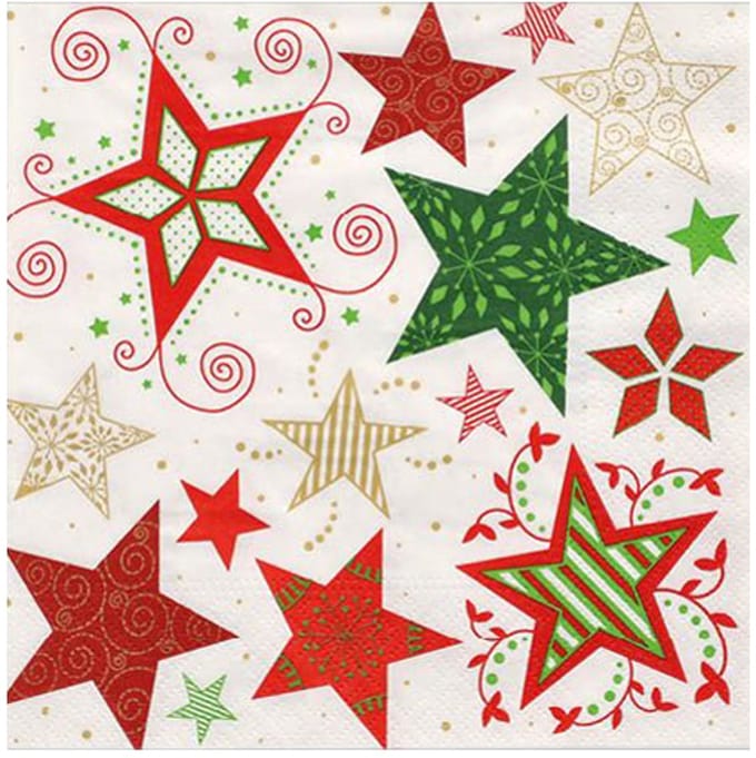 Servetten met Kerstster-motief, wit