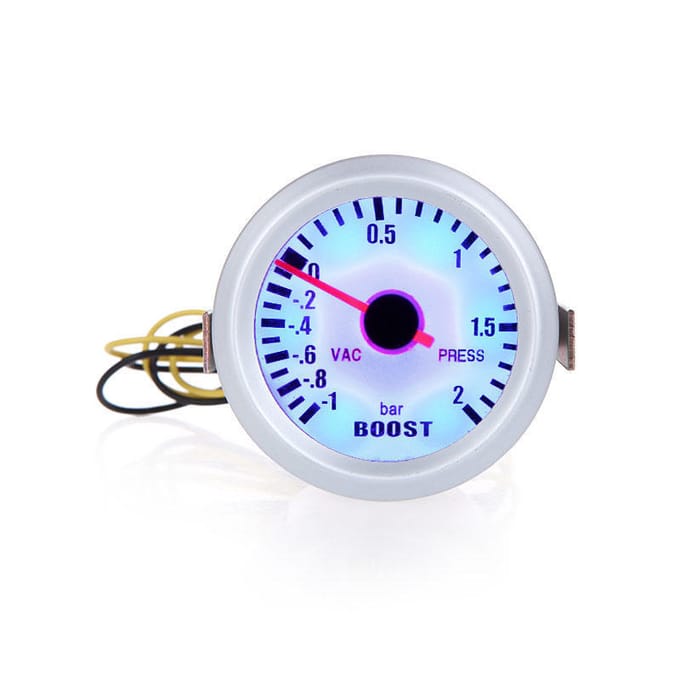 Turbo Boost Vacuüm Persmeter Meter voor Auto Auto 2  52mm -1~2BAR Blauw LED-licht white