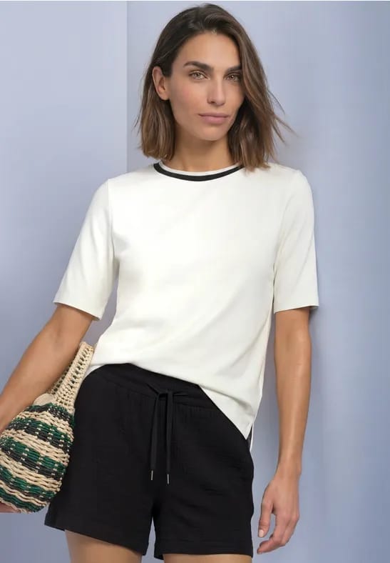 Shirt met ronde hals en contrasterende details