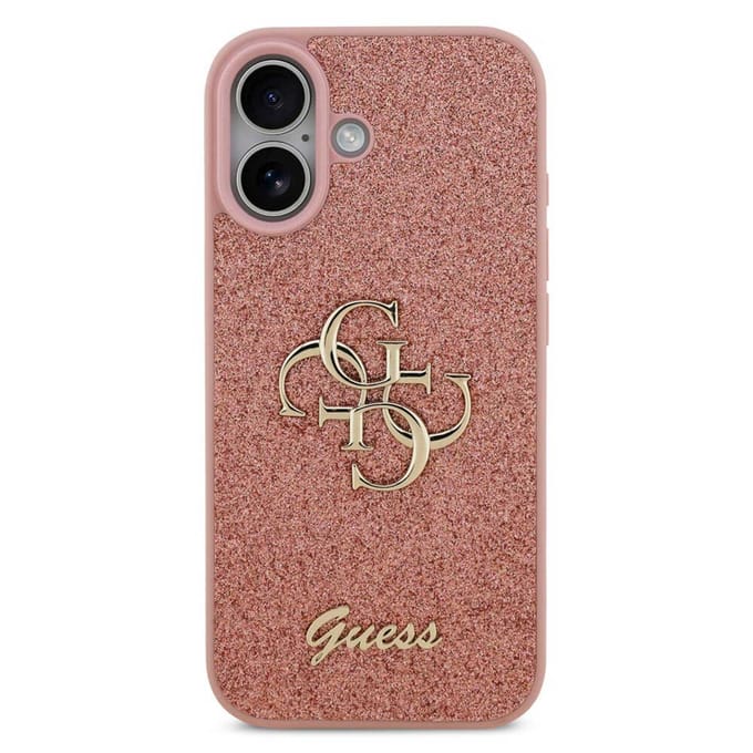 Guess Back Cover - iPhone 17 - Roze - Glitternachterkant - Siliconen bumper