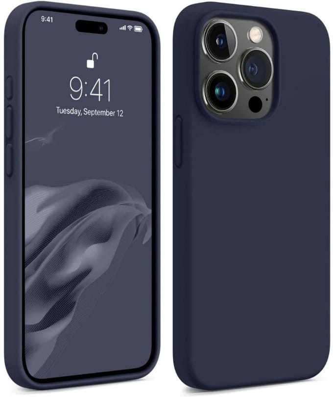 Shockproof Backcover - Liquid Silicone Soft Hoesje - Geschikt voor: iPhone 15 Pro - Navy Blauw