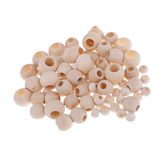 220 stuks gemengd formaat natuurlijk hout houten kralen groot gat losse afstandhouder assorted white