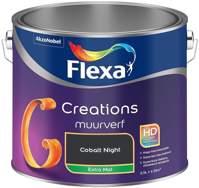 Flexa - Creations Muurverf Extra Mat - Cobalt Night - Mengverf - 2,5 L