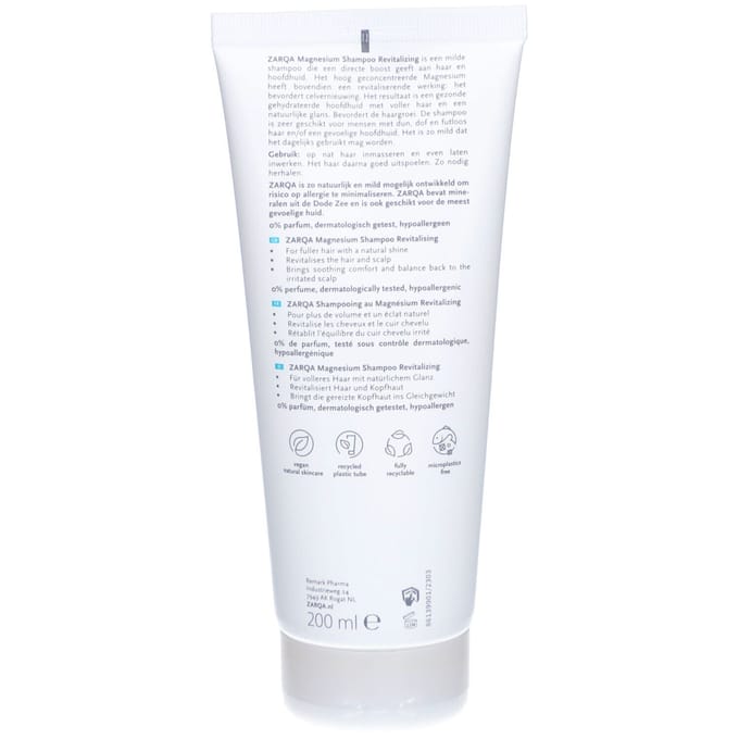 ZARQA Magnesium Shampoo Revitalizing - 200 ml - Hypoallergeen