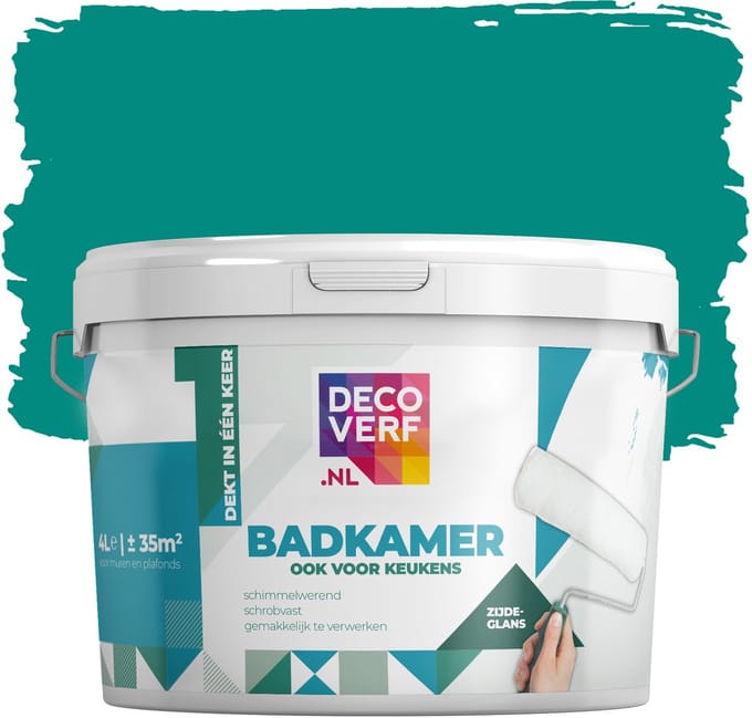 Decoverf badkamerverf aqua groen, 4L