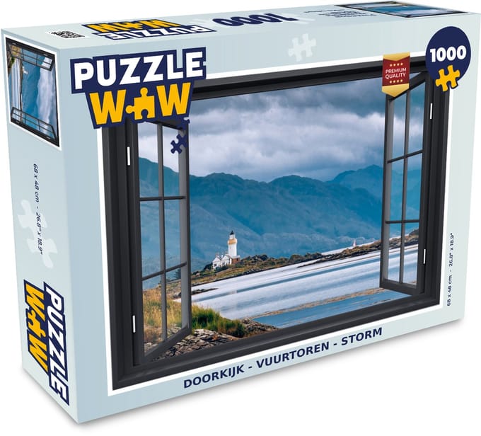 Puzzel Doorkijk - Vuurtoren - Storm - Legpuzzel - Puzzel 1000 stukjes volwassenen