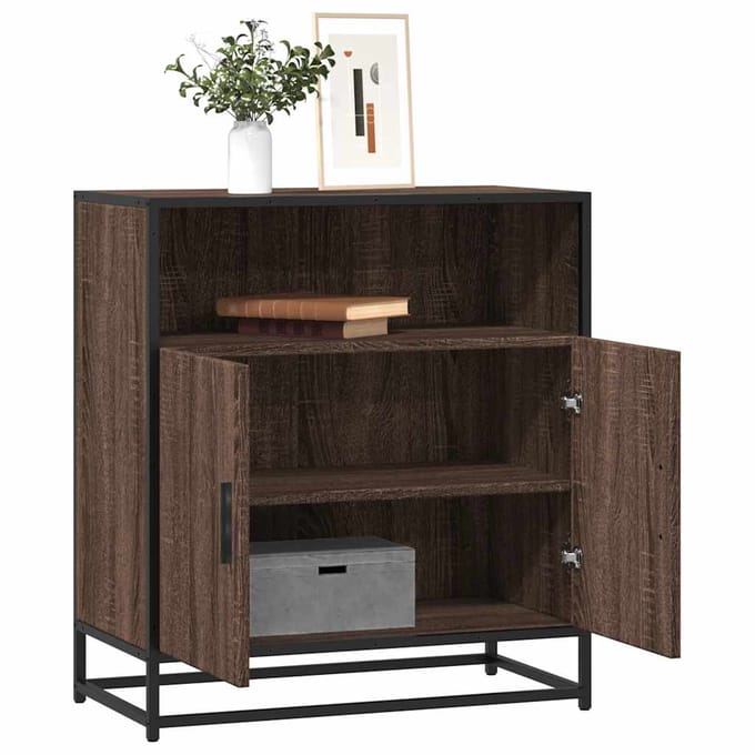 vidaXL - Dressoir - 68x35x76 - cm - bewerkt - hout - bruin - eikenkleur