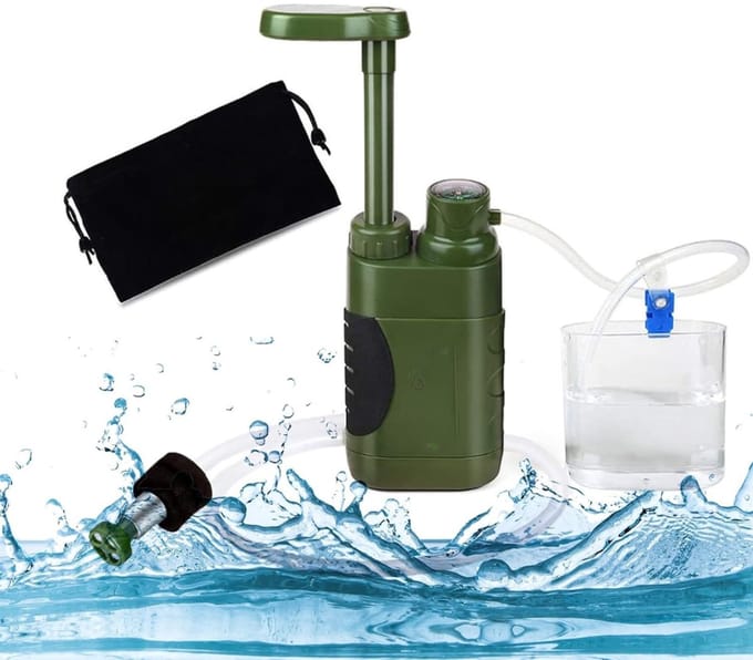 Quvo® Waterfilter Survival – Waterfilter - Noodradio - Groen - 22cm x 14cm x 6cm
