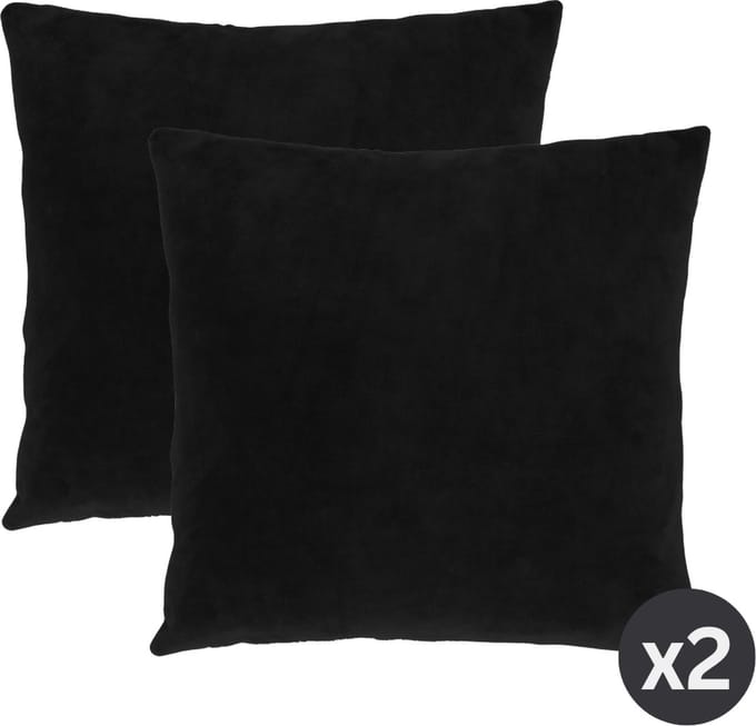 Tiseco Home Studio - Kussen (gevuld) MARSHMALLOW - SET/2 - polyester - teddyvulling - super zacht - Vierkant - 45x45 cm - Zwart