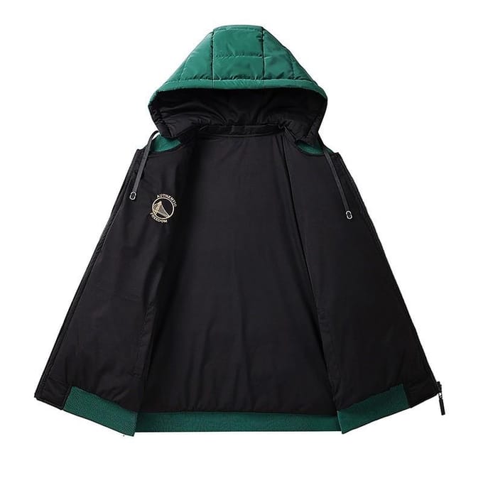 Heren Contrasterende Kleur Trend Losse Afneembare Muts Dubbelzijdig Draagbaar Verdikt Gewatteerd Jack Capuchonjack 3XL red