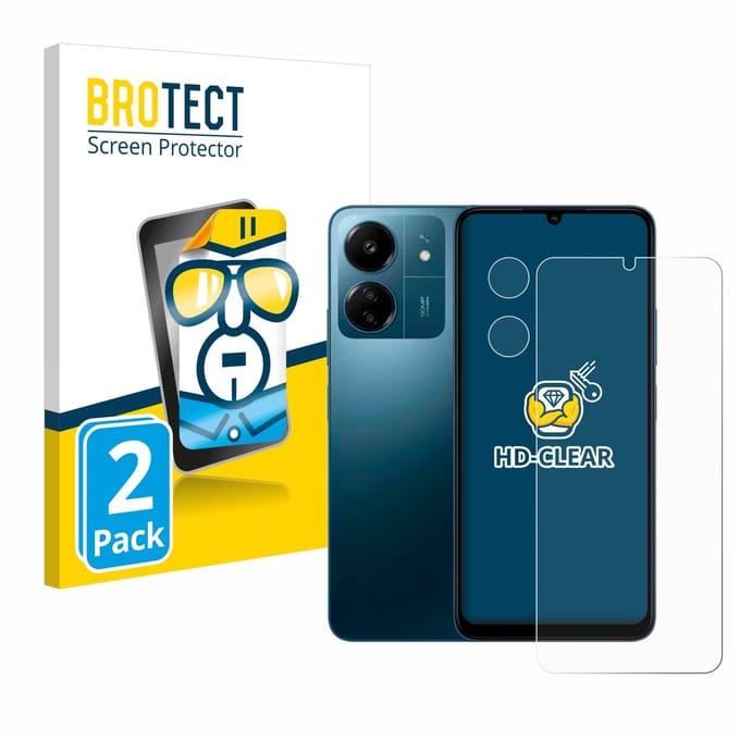 BROTECT - Screenprotector voor Xiaomi Redmi 13C (Voor+Camera) - Folie Beschermfolie transparant 2 Stuks
