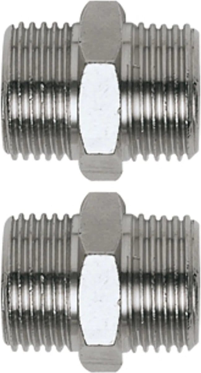 CriKo koppelstuk voor compressor - 1/4" buitendraad x 1/4" buitendraad - 2 stuks
