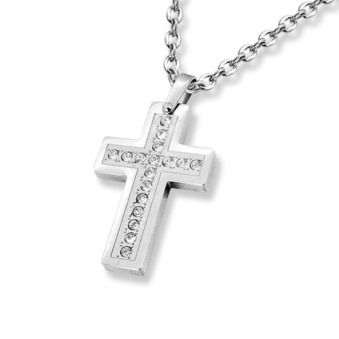 Amanto Ketting Daemon - 316L Staal - Kruis - 22x34mm - 60cm