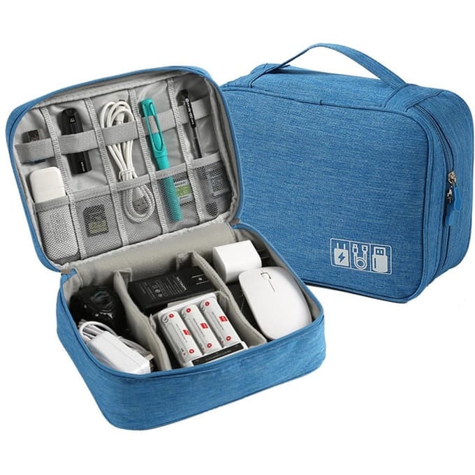 Kabel Opbergtas Waterdicht Digitale Elektronische Organizer Draagbare USB Datakabel Oplader Stekker Opbergtas Reis Kabel-tan gray