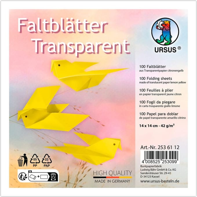 Transparant papier-vouwpapier - Geel