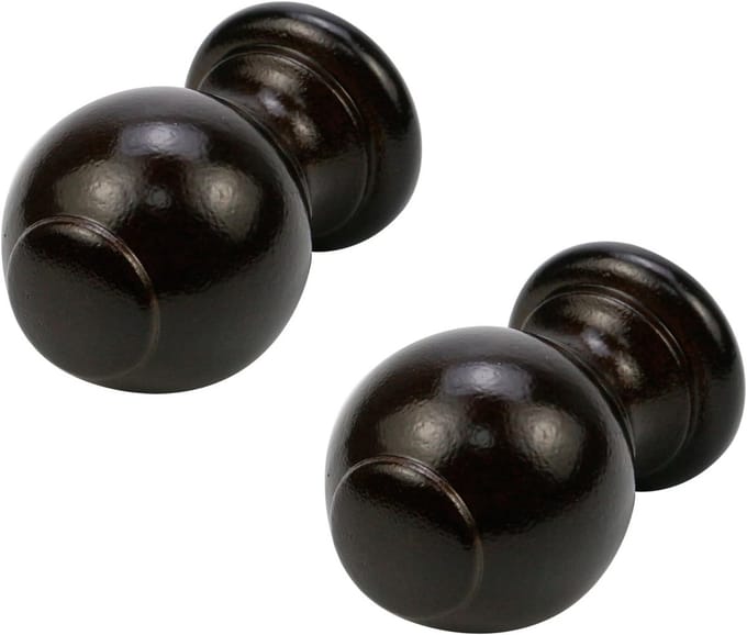 Houten gordijnroede eindkappen bruin 2 stuks