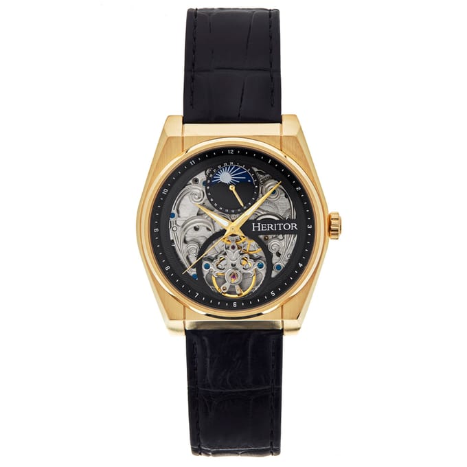 Heritor Automatic Daxton Skeleton Horloge - Zwart/Goud