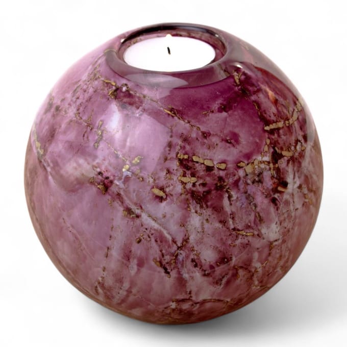 Loranto - Mini Urn Paars/Bladgoud - Waxinelichthouder 14cm - Urnen