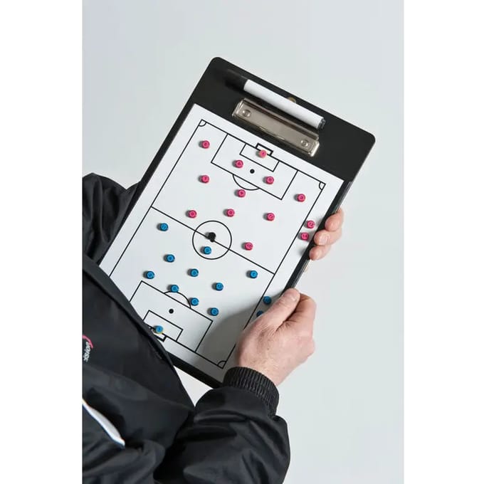 Precision voetbal coachbord dubbelzijdig magnetisch wit 24x38cm.