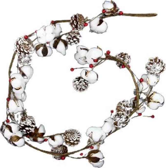Kerstgarland katoenen bloemen 1m50 - Plastic - SILUMEN