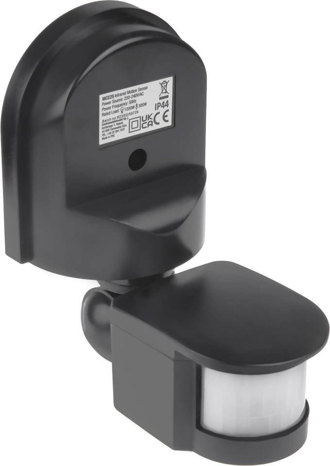 Maclean MCE25 GR - Bewegingsmelder - Bewegings- en schemersensor voor wandmontage - 180° max 1200W - IP44 - Grijs
