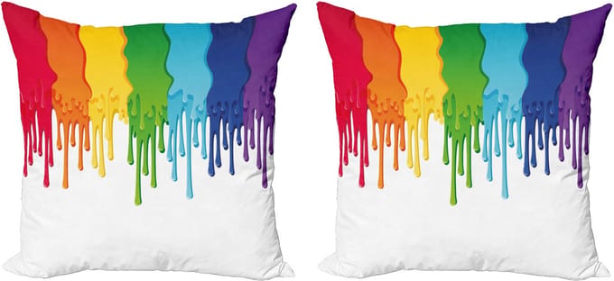 ABAKUHAUS Decoratiekussen – 45x45 cm – 2-pack – Regenboogkleurverloop