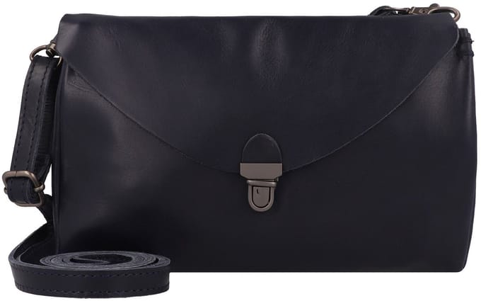 HAROLD'S Leren Schoudertas Koppeling Fold Handbag Clutch Dark Blue Donkerblauw