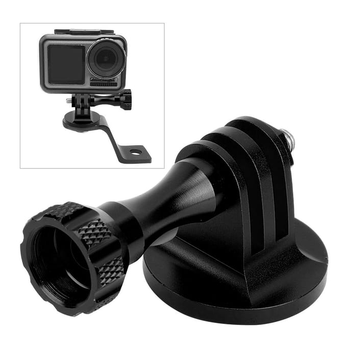 Adapter van aluminiumlegering voor actiecamera's, multifunctionele adapterbasis met 14 inch schroefbevestiging. zwart