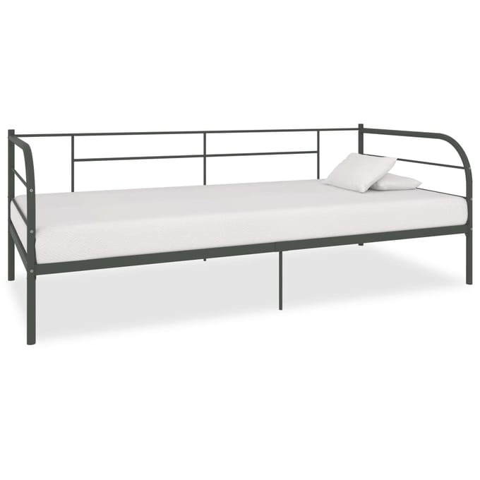 vidaXL - Bedbank - metaal - grijs - 90x200 - cm
