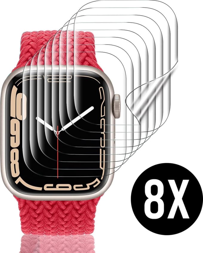 Screenprotectors geschikt voor Apple Watch Serie 7 / 8 - 41 mm Screen Protector - Podec - 8 Stuks