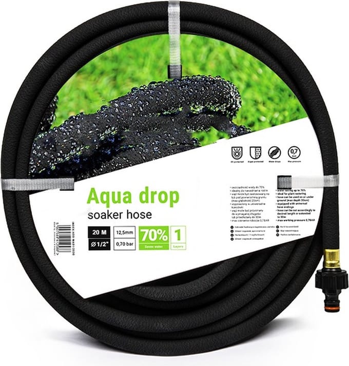 Bradas AQUA-DROP Zweetslang – 1/2" (13 mm) × 20 m – Inclusief koppelingen – Waterbesparend