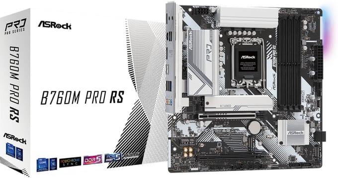 ASRock B760M PRO RS Moederbord - Intel B760 - Intel LGA1700 - DDR5 RAM - Micro-ATX