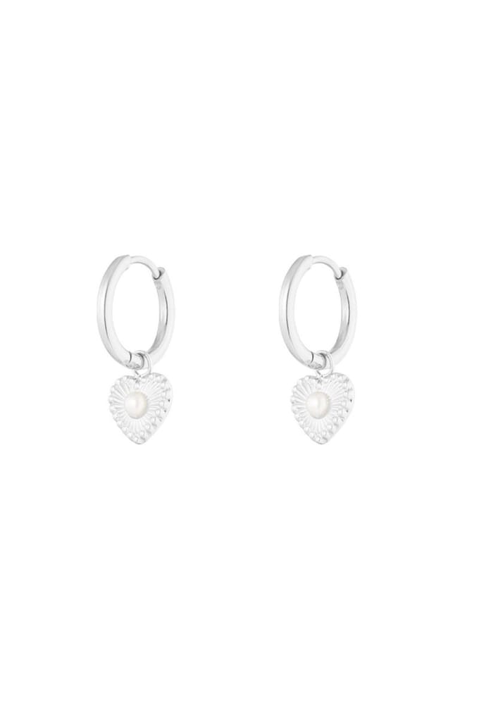Oorbellen Hartje Parel - Zilver