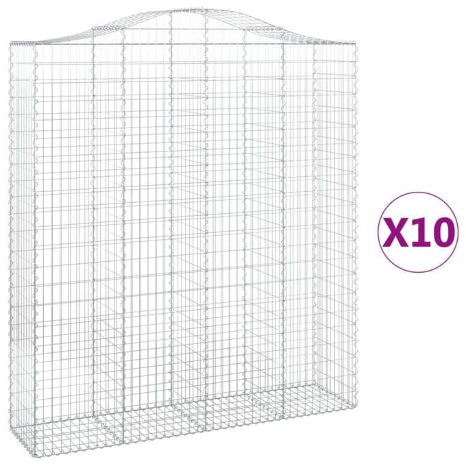 vidaXL - Schanskorven - 10 - st - gewelfd - 200x50x220/240 - cm - ijzer