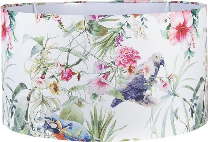 Clayre & Eef Lampenkap Hanglamp Ø 53x30 cm Wit Roze Textiel Papegaai