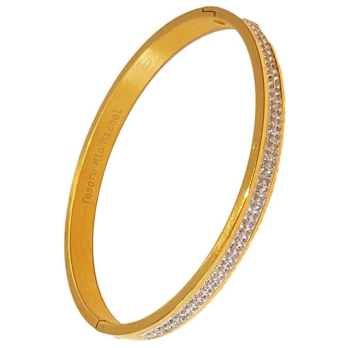 Tesoro Mio Michel - Stalen bangle - armband met strass - goudkleurig