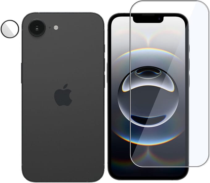 Screenprotector + Camera Screen geschikt voor Apple iPhone 16e Screenprotector - Gehard Glas - Rounded - Proteqt+