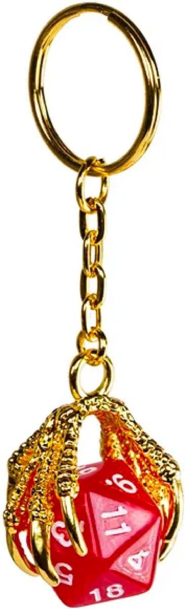Lapi Toys - Dungeons and dragons sleutelhanger - DnD - D&D - D20 - Acryl - Rood - Goud