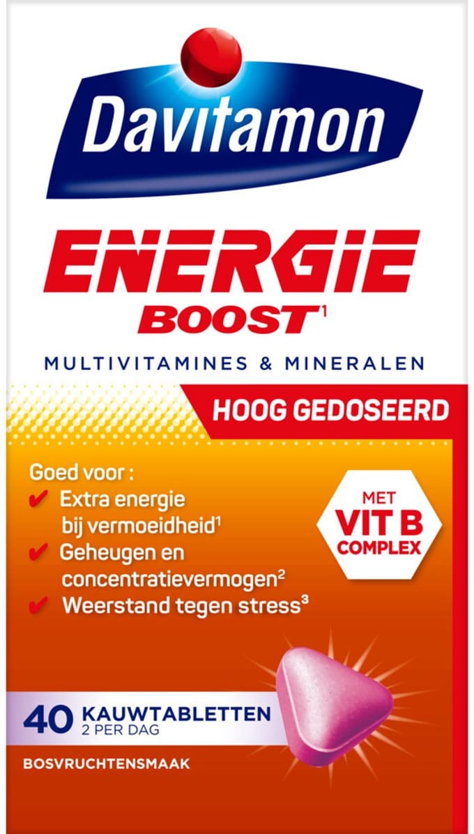 Davitamon - Energie Boost Bosvruchten - 4 x 40 kauwtabletten - Voordeelverpakking